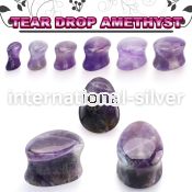 tgsd amethyst double flare saddle ear plug teardrop shape