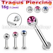 tlbjbin3 316l steel internal threaded tragus labret w jewel ball
