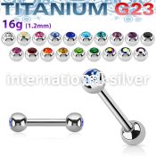 ubbe2c titanium straight barbell press fit gem balls