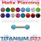 ubber23 titanium barbell 3mm multi gem balls