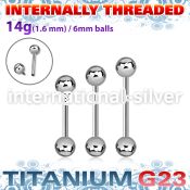 ubbgin titanium g23 tongue straight barbell 6mm balls