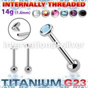 ubbimfb5 titanium barbell 14g flat gem top ball internal