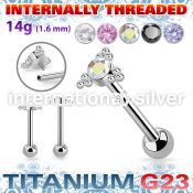 ubbimshz2 titanium straight barbell 14g cz triangle internal
