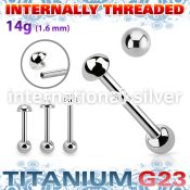 ubbinhb5 titanium straight barbell 14g half ball internal