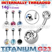 ubn2cgin titanium curved barbell internal threading balls