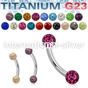 ubnfr3 titanium curved barbell 3mm multi gem balls