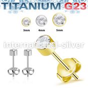 uerbzr titanium earring studs press fit cz one pair