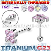 uhein17 titanium barbell bohemian top cz ball internal