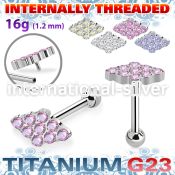 uhein25 titanium barbell cz rhombus shape ball cnc internal