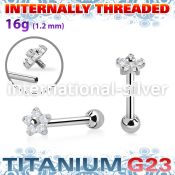 uhein54 titanium straightbarbell 16g flower cz ball internal