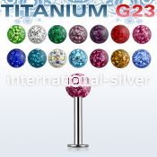 ulbfr4 titanium g23 labret , 14g w 4mm multi crystal ball