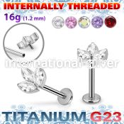 ulbin30 titanium labret stud leaf top marquise cz internal