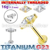 ulbin32 titanium labret stud 16g double triangle cz internal