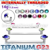 usudjfi titanium surface barbell flat gems internal