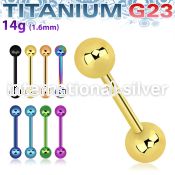 utbbg straight barbells anodized titanium g23 implant grade tongue