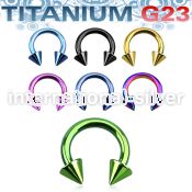 utcbcn5 anodized titanium g23 circular barbell, 14g 5mm cones