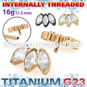utshz23in pvd plating titanium top three marquise prong cz