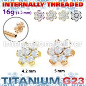 utshz5in pvd plating titanium flower top cz fit 16g internal