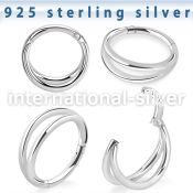 vsghe16 sterling silver hinged segment hoop 16g double plain