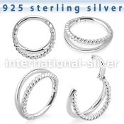 vsghf16 silver hinged segment hoop 16g plain twisted wire