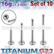 xulbm16g titanium labret stud bar 16g 3mm 10pcs