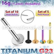 xulbnob16g titanium threadless labret stud bar 16g 4mm 10pcs