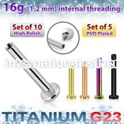 xulbs16gin astm f 136 titanium labret 16g 10pcs internal