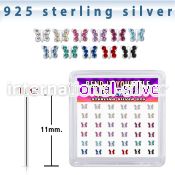 yxbutm36 silver bend it to fit nose studs butterfly color 36