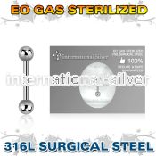 zbb18b3 sterilized steel 18g eyebrow barbell two 3mm balls