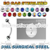 zbne2c eo gas sterilized piercing surgical steel eyebrow banana 3mm balls