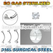 zbne2czin sterilized steel curved barbell 16g cz internal