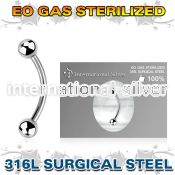 zbneb4 sterilized steel curved barbell 16g two 4mm balls