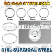 zsel sterilized steel seamless nose ring hoop 16g up to 22g