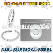 zsgsh10 sterilized steel hinged segment hoop 16g cnc cz