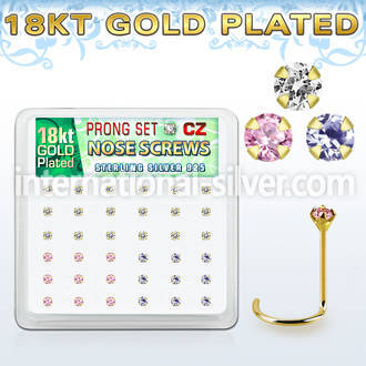18wz2xm box 36 gold plated silver nose screws w set 2mm mix czs