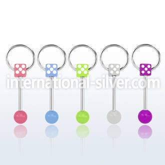 bbgldisl straight barbells surgical steel 316l with acrylic parts tongue