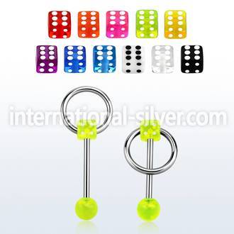 bbuvdisl straight barbells surgical steel 316l with acrylic parts tongue