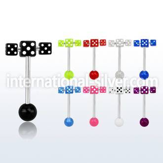 bbvdspn straight barbells surgical steel 316l with acrylic parts tongue