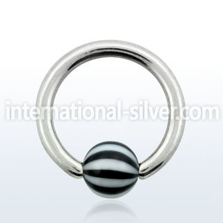 bcad5 316l steel closure ring w 5mm acrylic beach ball design