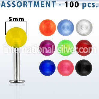 blk235 labrets lip rings surgical steel 316l with acrylic parts belly button