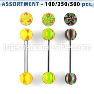 blk326 straight barbells surgical steel 316l with acrylic parts tongue