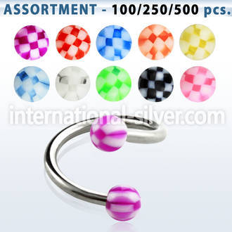 blk381 spirals twisters surgical steel 316l with acrylic parts eyebrow