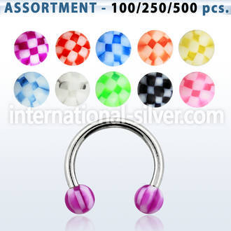 blk383 horseshoes surgical steel 316l with acrylic parts belly button