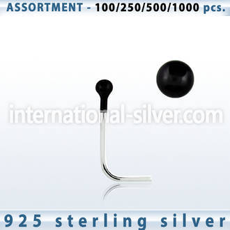 blk460 l shape nose studs silver 925 nose