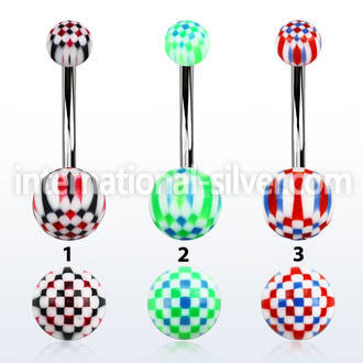 bndxu steel belly banana w acrylic balls w a checker pattern