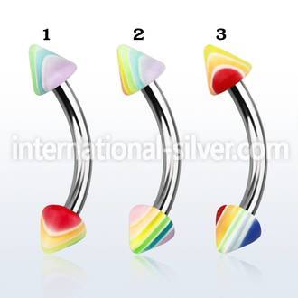 bnebdn 316l steel eyebrow banana with 3mm acrylic bead cone