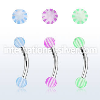 bnedxw steel eyebrow banana w 3mm acrylic balls w star pattern