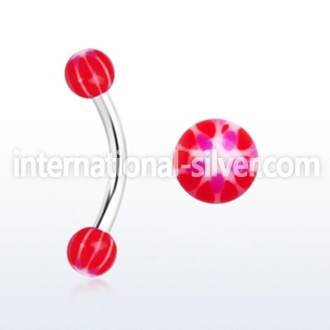 bnedxz steel eyebrow banana w 3mm balls w a red white star