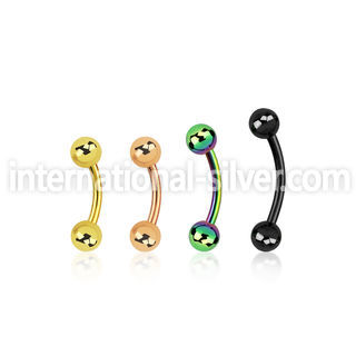 bnet20b anodized 316l steel eyebrow banana, 20g w 3mm balls