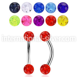 bngt5 surgical steel curvedbarbell acrylic glitter balls 5mm